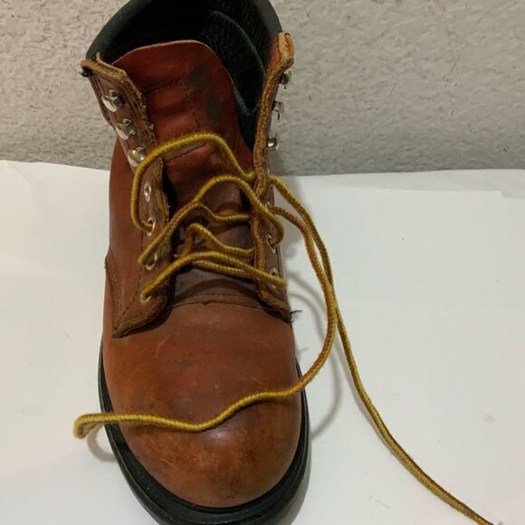 Vintage RED WING Oxblood Leather Work Boots steel toe SIZE 5D - Picture 3 of 15